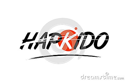 hapkido word text logo icon with red circle design Stock Photo