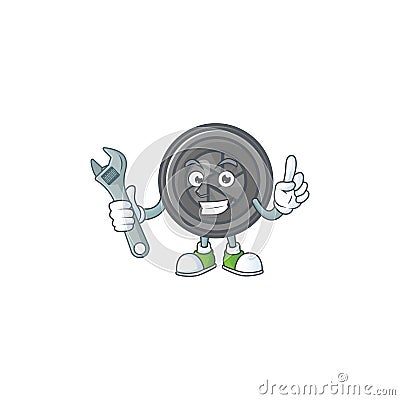 Happily Mechanic camera lens cartoon character design Vector Illustration