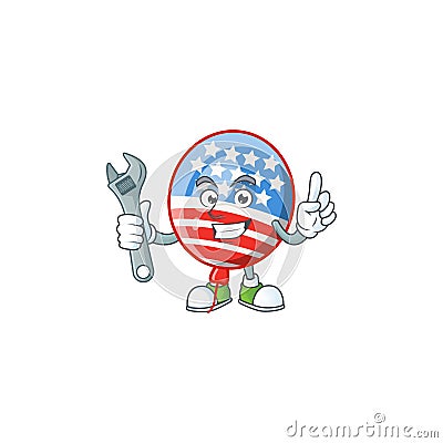 Happily Mechanic USA stripes balloon cartoon character design Vector Illustration