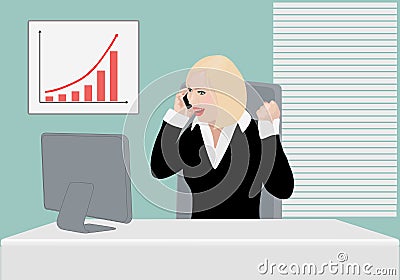 Happily surprised success business lady Vector Illustration