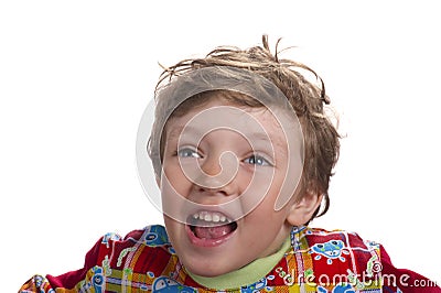 Happines boy on white Stock Photo