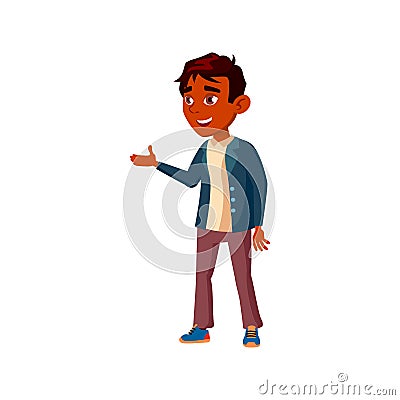 happiness boy speaking cartoon vector Vector Illustration