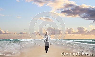 Happiness businessman walking Stock Photo