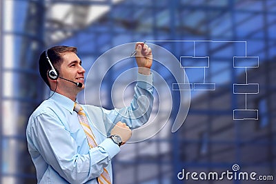 Happiness businessman writing Stock Photo