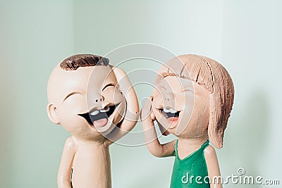 Happiness of clay dolls Stock Photo