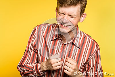 Happiness enjoyment laugh man wide grin emotion Stock Photo