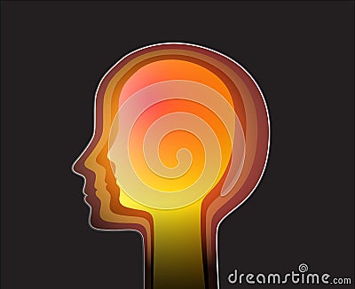 Happiness inside, profile of human with bright color inside, Vector Illustration