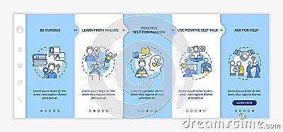 Happiness mindset strategies onboarding vector template Vector Illustration