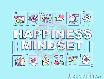 Happiness mindset word concepts banner Vector Illustration