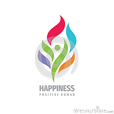 Happiness people logo design. Postive emotion concept logo sign. Abstract human character creative logo. Vector Illustration