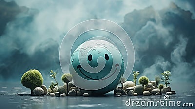 Happiness in simple things World smile day Cheerful emoticons, laughter joy smiles, good mood enjoyment fun Stock Photo