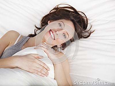 Happiness after waking up Stock Photo