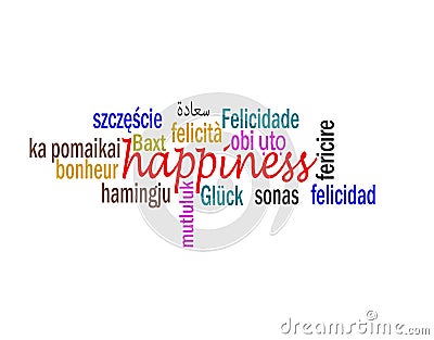 Happiness word cloud Stock Photo