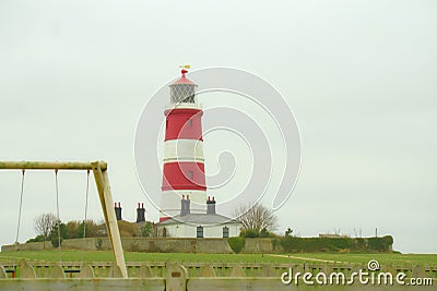 Coastal landmark of Happisburgh lighthouse, Stock Photo