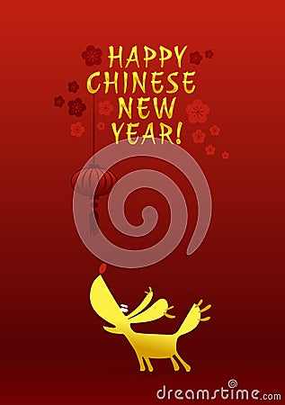 Happy Chinese New Year 2018 greeting card in vector Vector Illustration