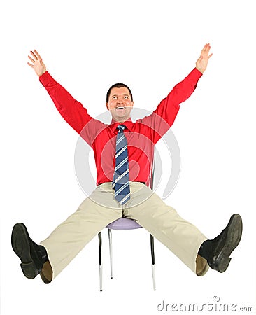 Happy adult man on chair isolated Stock Photo