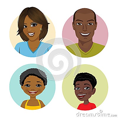 Happy african american family avatars Vector Illustration