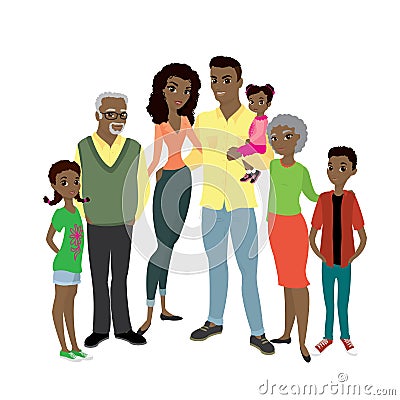 Happy African American family Vector Illustration