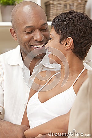 Happy African American Man & Woman Couple Stock Photo