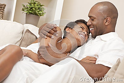 Happy African American Man & Woman Couple Stock Photo