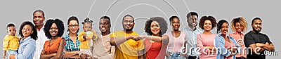 Happy african american people over grey background Stock Photo