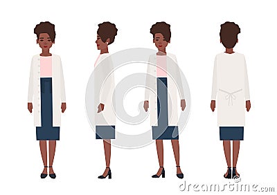 Happy african american woman dressed in casual clothing isolated on white background. Elegant stylish female cartoon Vector Illustration