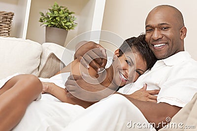 Happy African American Woman Romantic Couple Stock Photo