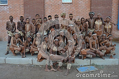 Happy African dancers Stock Photo