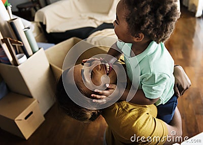 Happy african descent family concept Stock Photo