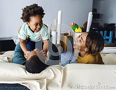 Happy african descent family Stock Photo