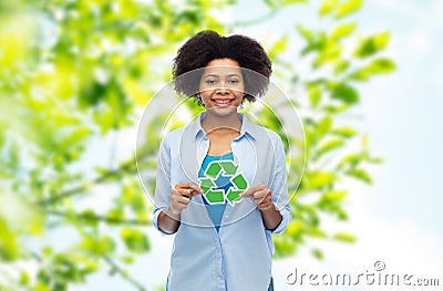 Happy afro american woman over natural background Stock Photo