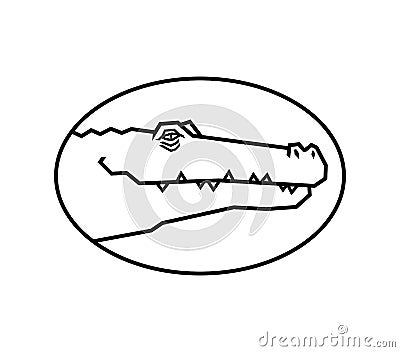 Alligator head. Happy crocodile cut out silhouette Vector Illustration