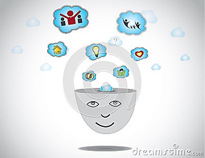 Happy amn dreaming on success home idea family Stock Photo