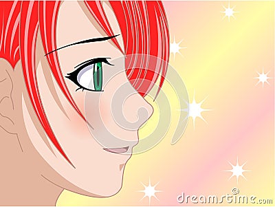 Happy anime girl Cartoon Illustration