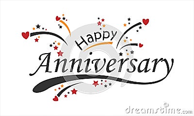 Happy anniversary lettering logo design Vector Illustration