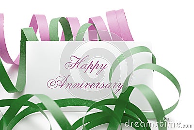 Happy anniversary message on a card Stock Photo