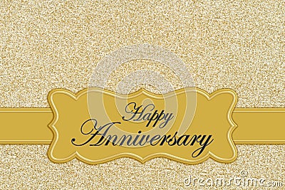Happy Anniversary gold greeting card Stock Photo