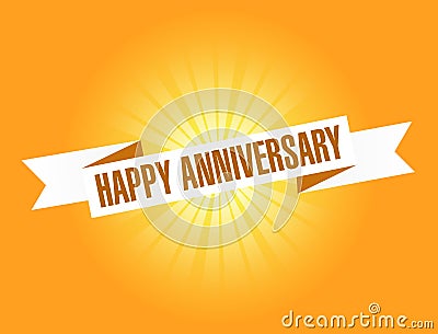 Happy anniversary waving ribbon sign illustration design graphic Cartoon Illustration