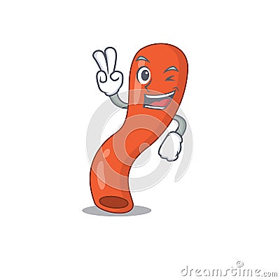 Happy appendix cartoon design concept show two fingers Vector Illustration