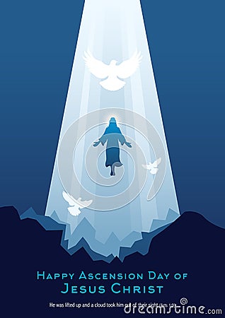 Happy Ascension Day of Jesus Christ Vector Illustration