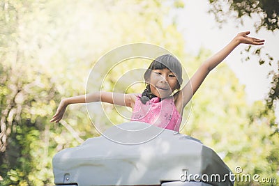 Happy Asian chidren playing at playground Stock Photo