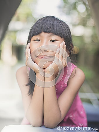 Happy Asian chidren playing at playground Stock Photo