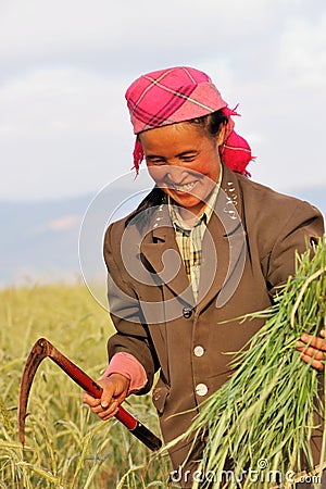 Happy asian female peasant Editorial Stock Photo