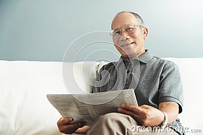 Happy Asian senior smiling. Stock Photo