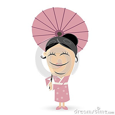 Happy asian woman clipart Vector Illustration