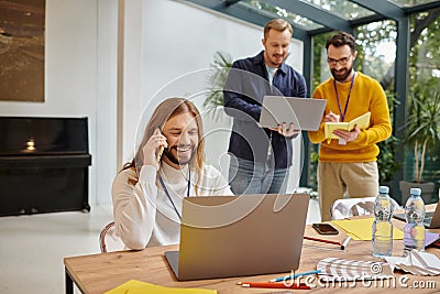 happy attractive businessmen in casual outfit Stock Photo