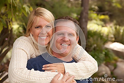 Happy Attractive Couple in the Park Stock Photo