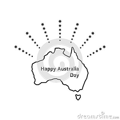 Happy australia day with fireworks of stars Vector Illustration