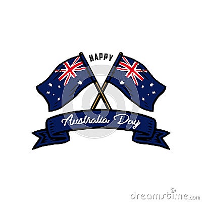 Happy Australia day, hand drawn line with digital color, vector illustration Vector Illustration