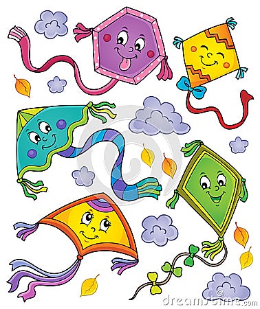 Happy autumn kites topic collection 1 Vector Illustration